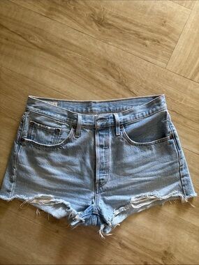Levi's Light Blue High-Rise Cutoff Denim Shorts